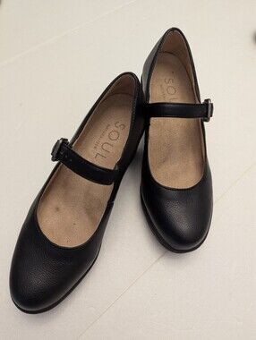 SOUL Naturalizer Black Mary Jane Wedges with Adjustable Strap